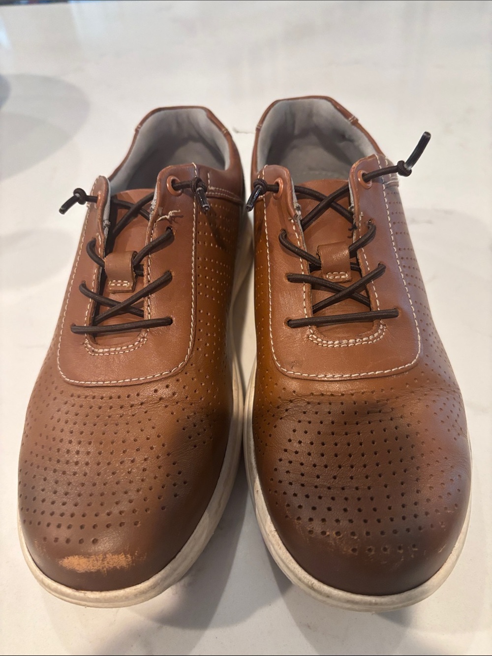 Johnston & Murphy Tan Perforated Leather Slip-Ons
